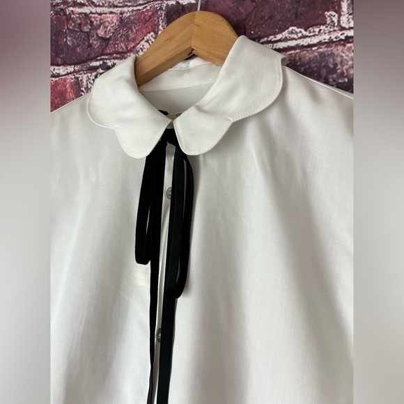 7 For All Mankind White Button Down Shirt with Black Tie NWT - Picture 3 of 7